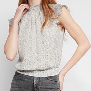 - Mock Neck Flutter Sleeve Blouse - BW Pattern XL